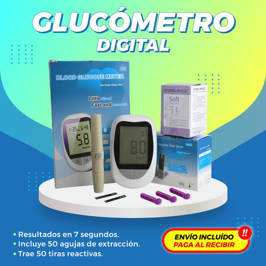 Glucómetro Digital | FÁCIL DE USAR | PORTÁTIL | RESULTADOS AL INSTANTE