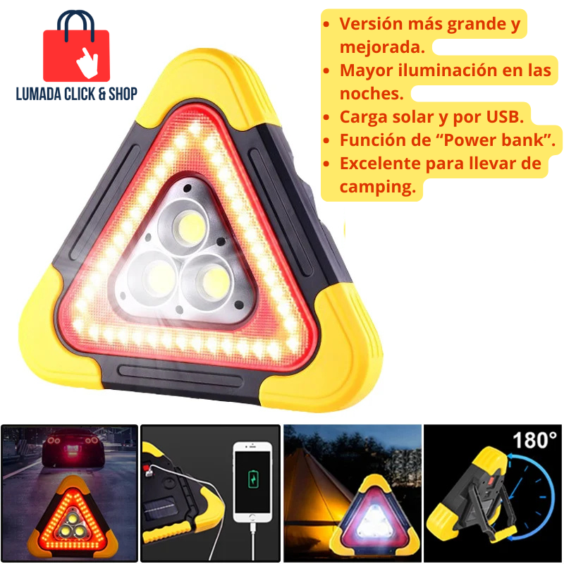 Triangulo LED DE EMERGENCIA | CARGA USB Y SOLAR | CARRO | BOTE | CONSTRUCCIÓN