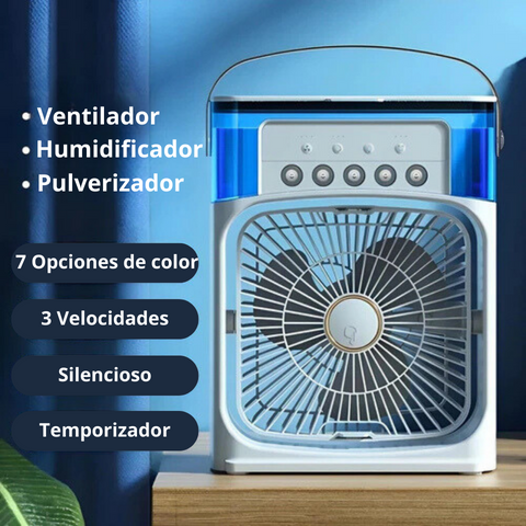 CoolBreeze® - Ventilador Portátil con Humidificador y Luz RGB